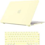 se7enline macbook new air 13 inch case 2021/2020/2019/2018 - hard shell cover with keyboard cover, mellow yellow logo