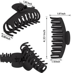 img 2 attached to 💇 TOCESS 4 Inch Big Hair Claw Clips for Women with Thick Hair - Non-Slip & Strong Hold Hair Accessories - 4 Packs of Black Hair Claws Available