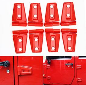 img 4 attached to Комплект крышек защитных петель красного цвета для Jeep Wrangler Unlimited Rubicon Sahara Sports Accessories 2007-2018 JK JKU (8 шт.)
