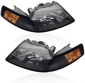 img 4 attached to 🚘 Enhance Your 99-04 Ford Mustang with GFDMT99-G2 Headlight Assembly: Black Housing, Clear Lens, and Driving Light Replacement Headlamp Kit