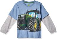 👕 прекрасная футболка john deere для детей в цвете шамбре для мальчиков - исследуйте топы, футболки и рубашки! логотип