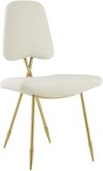 performance velvet dining side chair in ivory with gold stainless steel legs by modway ponder logo