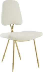 img 3 attached to Performance Velvet Dining Side Chair in Ivory with Gold Stainless Steel Legs by Modway Ponder