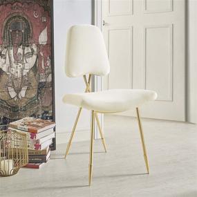 img 1 attached to Performance Velvet Dining Side Chair in Ivory with Gold Stainless Steel Legs by Modway Ponder