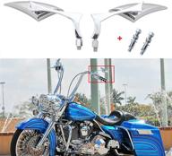 chrome motorcycle blade rear view mirrors for harley cruiser bobber chopper (chrome-harley) logo