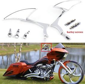 img 3 attached to Chrome Motorcycle Blade Rear View Mirrors For Harley Cruiser Bobber Chopper (Chrome-Harley)