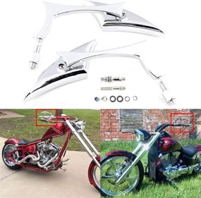 img 1 attached to Chrome Motorcycle Blade Rear View Mirrors For Harley Cruiser Bobber Chopper (Chrome-Harley)