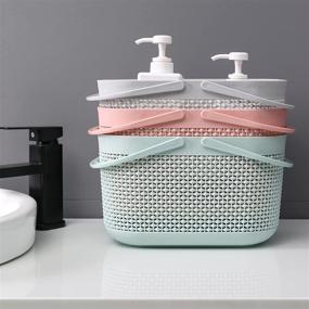 img 1 attached to 🚿 Hangable Grey Plastic Shower Caddy Basket - Portable Bathroom and Dorm Organizer with Handle, Tote Bin for Convenient Storage