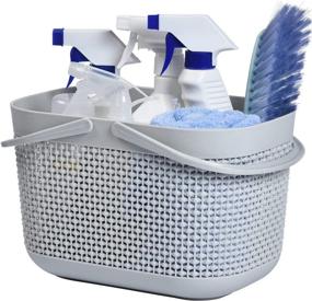 img 4 attached to 🚿 Hangable Grey Plastic Shower Caddy Basket - Portable Bathroom and Dorm Organizer with Handle, Tote Bin for Convenient Storage