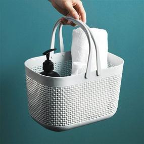 img 2 attached to 🚿 Hangable Grey Plastic Shower Caddy Basket - Portable Bathroom and Dorm Organizer with Handle, Tote Bin for Convenient Storage