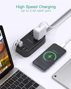 img 2 attached to Compact Flat Plug Power Strip with 4 USB Ports 4.5A and 2 Outlets, 5 ft Long Braided Extension Cord, Desktop Charging Station Hub for Dorm Room and Cruise