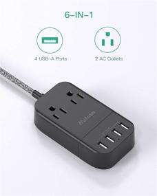 img 3 attached to Compact Flat Plug Power Strip with 4 USB Ports 4.5A and 2 Outlets, 5 ft Long Braided Extension Cord, Desktop Charging Station Hub for Dorm Room and Cruise