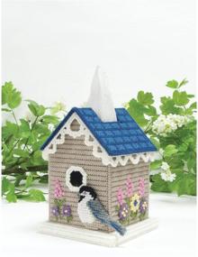 img 1 attached to 🏠 Colorful 5-Inch Plastic Canvas Tissue Box Kit - Mary Maxim Birdhouse Design