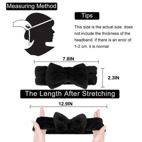 img 1 attached to 🎀 Set of 3 Spa Headbands - Bow Hair Bands for Women, Soft Coral Fleece Head Wraps for Showering & Makeup, Facial Hair Bands (Black, Gray, White)