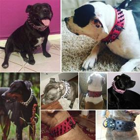 img 3 attached to 🐶 Adjustable PU Leather Dog Collar with Sharp Spikes and Studs - 2 Inch Width - Ideal for Pitbulls, Bulldogs, and Large Breeds like Boxers - Sizes S, M, L, XL