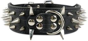 img 4 attached to 🐶 Adjustable PU Leather Dog Collar with Sharp Spikes and Studs - 2 Inch Width - Ideal for Pitbulls, Bulldogs, and Large Breeds like Boxers - Sizes S, M, L, XL