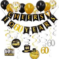 🎉 cheers to 60 years: black and gold 60th birthday decorations set for men and women logo