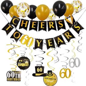 img 4 attached to 🎉 Cheers to 60 Years: Black and Gold 60th Birthday Decorations Set for Men and Women