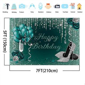 img 2 attached to 🎉 Dazzling Avezano Birthday Backdrop: Turquoise Glitter Dots, Silver High Heels, Champagne Glass, Rose Floral; Perfect for Women's Fabulous 30th, 40th, 50th, 60th Diamond Birthdays! (7x5)