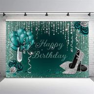 🎉 dazzling avezano birthday backdrop: turquoise glitter dots, silver high heels, champagne glass, rose floral; perfect for women's fabulous 30th, 40th, 50th, 60th diamond birthdays! (7x5) logo