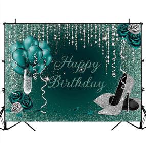 img 3 attached to 🎉 Dazzling Avezano Birthday Backdrop: Turquoise Glitter Dots, Silver High Heels, Champagne Glass, Rose Floral; Perfect for Women's Fabulous 30th, 40th, 50th, 60th Diamond Birthdays! (7x5)