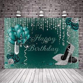 img 1 attached to 🎉 Dazzling Avezano Birthday Backdrop: Turquoise Glitter Dots, Silver High Heels, Champagne Glass, Rose Floral; Perfect for Women's Fabulous 30th, 40th, 50th, 60th Diamond Birthdays! (7x5)