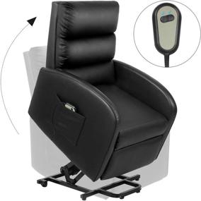 img 2 attached to 🪑 Pawnova Electric Power Lift Recliner Chair for Elderly People with Huge Thick Padded Seat, Massage Function, and Safety Device - PU Leather Living Room Single Sofa, 29.50"x 25.00"x 25.00", Black