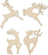 🦌 set of 24 wooden christmas ornaments - reindeer woodcraft decorations logo