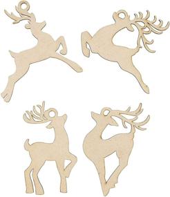 img 4 attached to 🦌 Set of 24 Wooden Christmas Ornaments - Reindeer Woodcraft Decorations