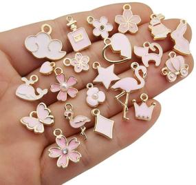 img 3 attached to 300pcs Pink Enamel Charms - Crown, Star, Heart, Cat, Triangle, Unicorn, Sweets, Shell, Moon, Flower Metal Pendants - Jewelry Making Supplies & Findings HM416