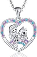 🦄 hxillery unicorn necklace: 925 sterling silver cz heart pendant jewelry for women, girls & teens - perfect christmas & birthday gifts for little girls and daughter logo