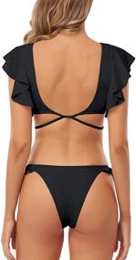 img 1 attached to 🩱 Red Halter Swimsuit for Women - Milankerr Bathing Scrunch, Swimsuits & Cover Ups