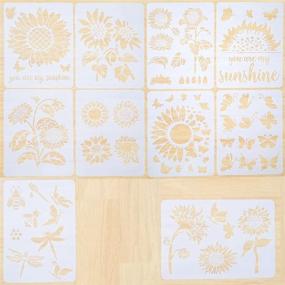 img 4 attached to 🌻 Reusable Sunflower Stencils for Painting - A4 Size (11.69 x 8.26 inches) Laser Cut Template for DIY Crafts on Floors, Walls, Fabric, and Furniture