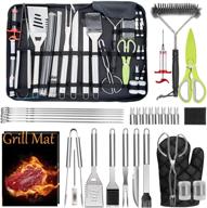 🔥 leonyo grilling accessories 32pcs in case - professional portable bbq grill utensils for outdoor cooking, camping, and smoking - perfect gift for men and women - heavy duty & dishwasher safe logo