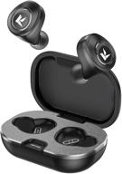 🎧 koseton true wireless earbuds - wireless bluetooth headphones with cvc noise cancelling, exceptional sound quality, 50h long battery life with case, ipx7 waterproof, voice assistant - black logo