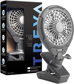 img 4 attached to 🌀 Treva 5 Inch Battery Powered Clip Fan - Portable Cooling Fan with USB - Clamp for Versatile Use - Multi-Directional Rotating Head - Gray