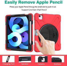 img 3 attached to ZenRich Red iPad Air 4 10.9 2020 Case + Screen Protector | Heavy Duty Shockproof Stand, Hand Strap, Shoulder Belt | For iPad 10.9 inch/iPad Pro 11 inch 2020/2018