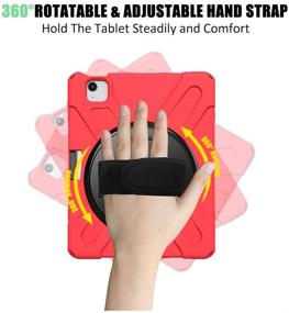 img 2 attached to ZenRich Red iPad Air 4 10.9 2020 Case + Screen Protector | Heavy Duty Shockproof Stand, Hand Strap, Shoulder Belt | For iPad 10.9 inch/iPad Pro 11 inch 2020/2018