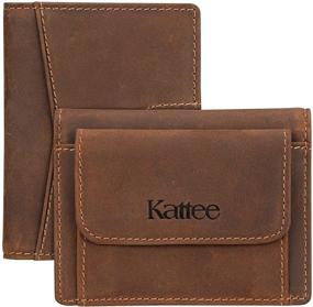 img 3 attached to Kattee Leather Wallet 👝 Minimalist Holder: Sleek Men's Accessory Essential