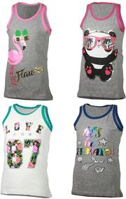 img 2 attached to MISS POPULAR Girls Sleeveless Tank Tops 4-Pack - Cute Designs for Summer Heat, Sizes 4-16