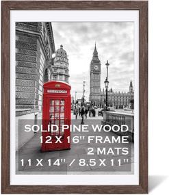 img 4 attached to 🖼️ 12x16 Rustic Solid Wood Picture Frames: Farmhouse Distressed Frame for 11x14 Photos or 8.5x11 Diplomas, Walnut Finish