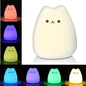 img 4 attached to 🐱 Litake Silicone Cute Cat Nursery Night Light - Battery Powered LED Cat Lamp with Warm White & 7-Color Breathing Modes for Kids, Baby, Children (Mini Celebrity Cat)