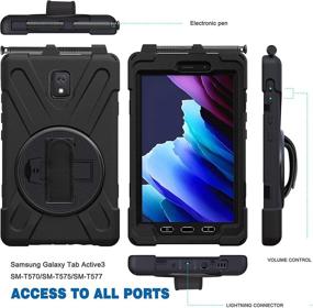 img 3 attached to 📱 Samsung Galaxy Tab Active 3 8.0 Case T570/T575/T577, Durable Shockproof Impact Resistant Drop Resistant Rugged Cover with 360° Rotating Stand, Handle Hand Strap &amp; Shoulder Strap, Black