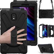 📱 samsung galaxy tab active 3 8.0 case t570/t575/t577, durable shockproof impact resistant drop resistant rugged cover with 360° rotating stand, handle hand strap &amp; shoulder strap, black logo