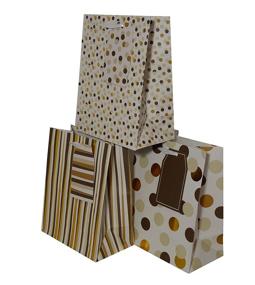 img 3 attached to 🎁 15-Piece Set of Small Gift Bags for Weddings, Birthdays, and Events - Metallic Gold Accents, Polka Dots and Stripes Design with Tags