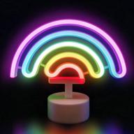 🌈 xiyunte rainbow neon light sign with base, battery or usb powered led rainbow light, colorful neon signs for bedroom, kids room, living room, bar, party, christmas, wedding логотип