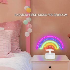 img 2 attached to 🌈 XIYUNTE Rainbow Neon Light Sign with Base, Battery or USB Powered LED Rainbow Light, Colorful Neon Signs for Bedroom, Kids Room, Living Room, Bar, Party, Christmas, Wedding