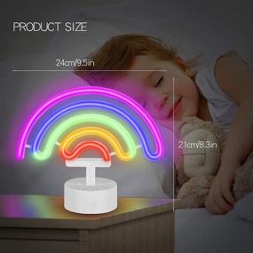 img 3 attached to 🌈 XIYUNTE Rainbow Neon Light Sign with Base, Battery or USB Powered LED Rainbow Light, Colorful Neon Signs for Bedroom, Kids Room, Living Room, Bar, Party, Christmas, Wedding