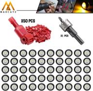 🚗 universal vehicle - madcatz kit: 50 pcs 3/4 inch round clear lens amber led 12v dc side marker lights with rubber, 50 pairs t-tap wire connector 18-22 awg, and hole saw set 19mm for trailer truck rv logo