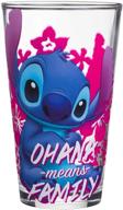 🎁 silver buffalo lilo and stitch ohana means family pint gift box glass, 16-ounce – blue and pink logo